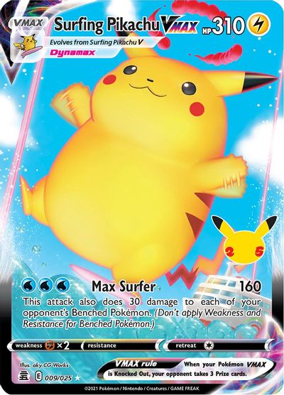 Surfing Pikachu VMAX 009/025 Celebrations 25th Anniversary